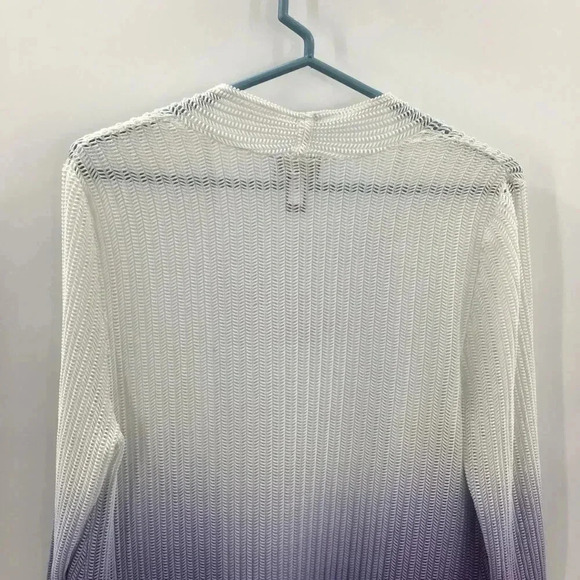 Women Chicos Travelers Waterfall Duster 1 Wrap Lagenlook Purple White Ombre Mesh - Picture 5 of 10